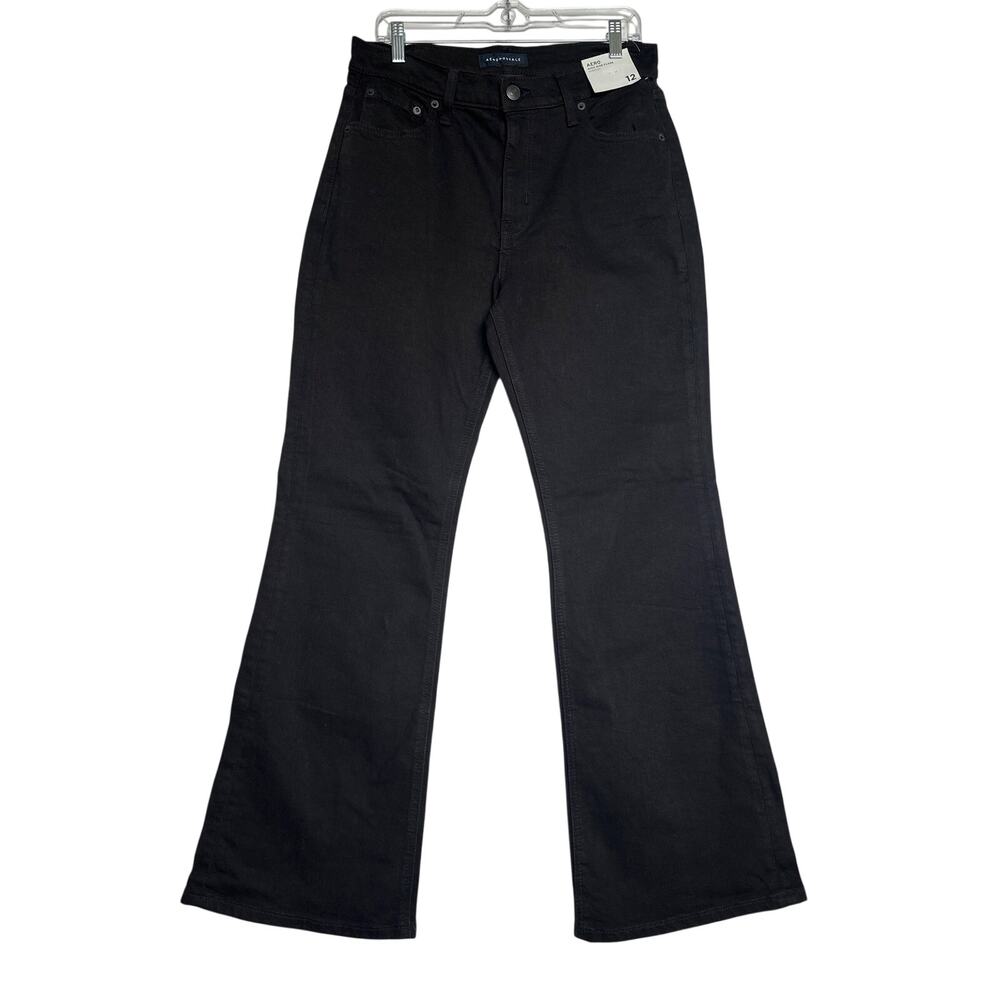 Aeropostale 🌿 Women’s Black Jeans Size 12 Flare Bootcut Stretch Denim NWT
